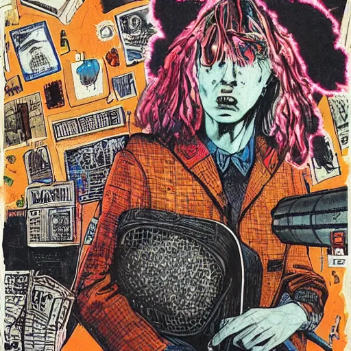 Image similar to punk album cover, psychedelic, enki bilal