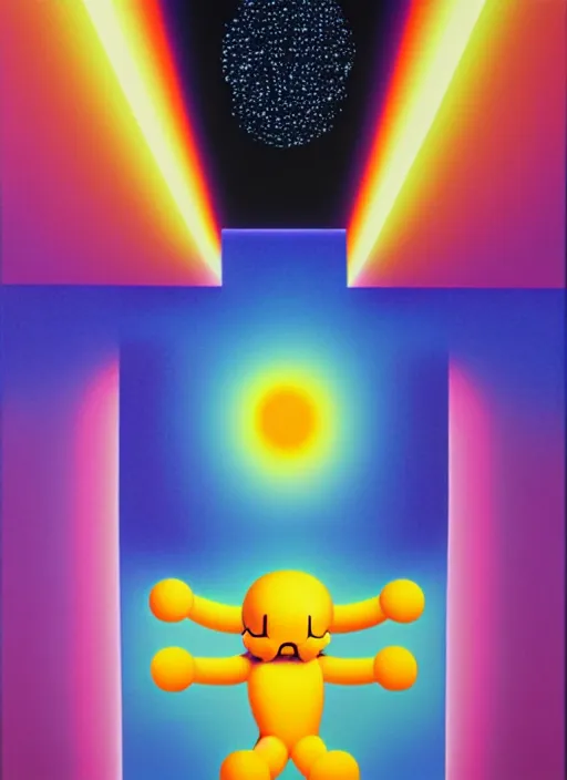 Prompt: universe by shusei nagaoka, kaws, david rudnick, airbrush on canvas, pastell colours, cell shaded, 8 k