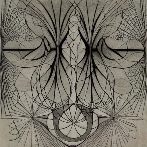 Image similar to a beautiful genius-like composition of incredibly profound symbolic art expressing the nature of time, wondrous, benign and numinous by M. C. Escher and by Hilma af Klint