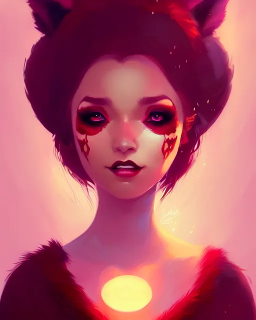 Prompt: a beautiful whimsical woman with ( red panda ) features, in professional makeup, fantasy, acidwave, dramatic lighting, digital art by lois van baarle, greg rutkowski, ( ilya kuvshinov ), highly detailed, muted colors, artstation