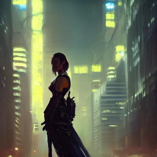 Image similar to cyberpunk rachel mcadams, oil painting, Tooth Wu, Greg Rutkowski, RPG portrait, dynamic lighting, fantasy art, High contrast, depth of field