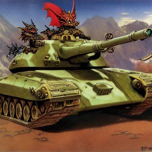 Image similar to chrono trigger dragon tank battle reimagined by frank frazetta