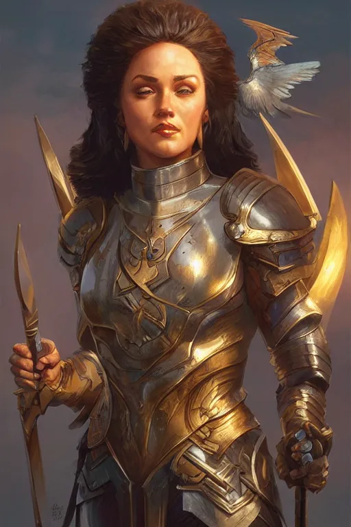 Image similar to amazon valkyrie athena, d & d, fantasy, portrait, highly detailed, headshot, digital painting, trending on artstation, concept art, sharp focus, illustration, art by artgerm and greg rutkowski and magali villeneuve