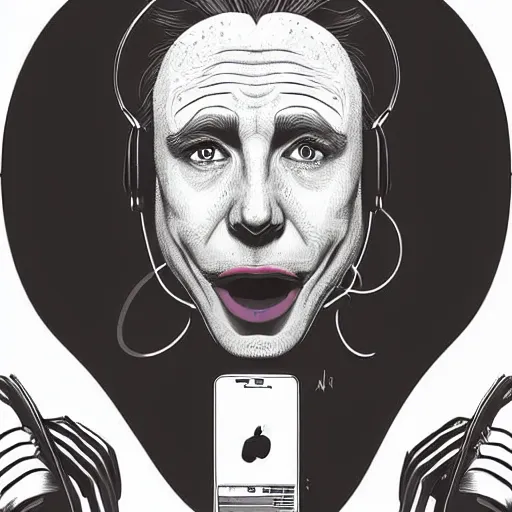 Image similar to a portrait of radio disk-jockey Ronald McDonald (Alex Jones) yelling at a phone, symmetrical facial features, intricate, elegant, highly detailed, digital painting, trending on Artstation, concept art, smooth, sharp focus, illustration, in the style of artgerm and greg rutkowski and alphonse mucha