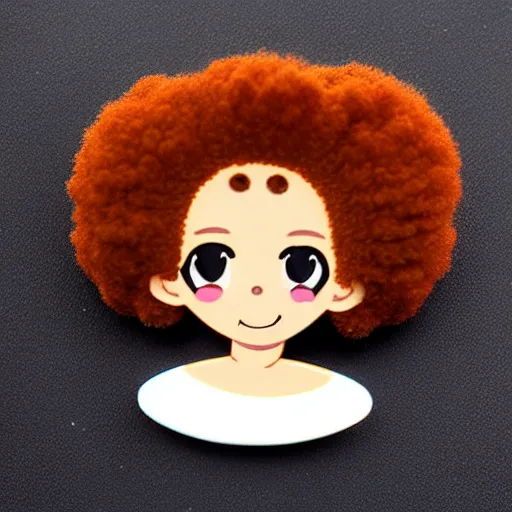 Image similar to a cute 2 d hair barrette character, afro, design, detailed