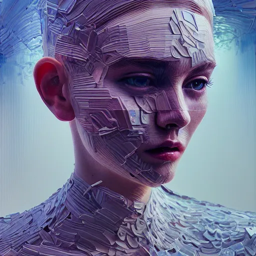 Image similar to 3 d, fashion models look into the frame, moon ryas, intricate oil painting, hyper detail, figurative art, multiple exposure, poster art, 3 d, by tooth wu and wlop and beeple