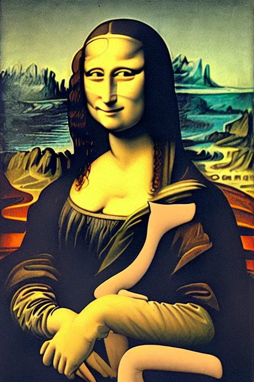 Prompt: “Picasso painting with Mona Lisa by Leonardo da Vinci”