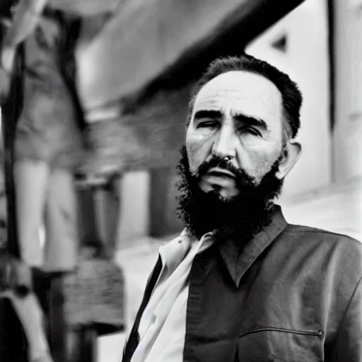 Image similar to fidel castro wearing a romper designed by supreme, portrait, 3 5 mm film, by nan goldin