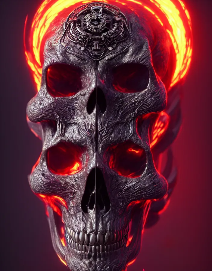 Prompt: demon goddess close-up portrait skull, burning halo, intricate artwork by Tooth Wu and wlop and beeple, greg rutkowski, very coherent symmetrical artwork, cinematic, hyper realism, high detail, octane render, unreal engine, 8k, Vibrant colors, Smooth gradients, High contrast, depth of field