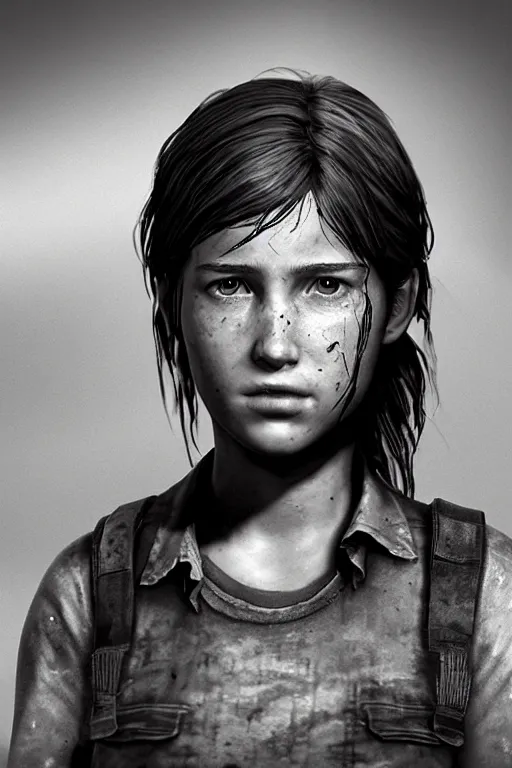 Image similar to ultra realistic facial portrait of ellie from the last of us part 2, digital art, character portrait, highly detailed, trending on artstation, lens flare, atmosphere, hyper realistic, cinematic lightning, sharp focus, unreal engine 5, extreme details perfect face, pretty face, fine - face, illustration, 8 k, ultra texture, masterpiece, oil painted texture