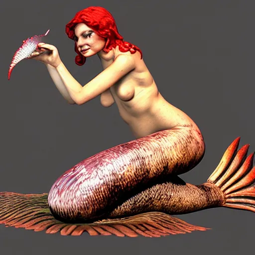 Prompt: 3D artstation model of monsterous mermaid