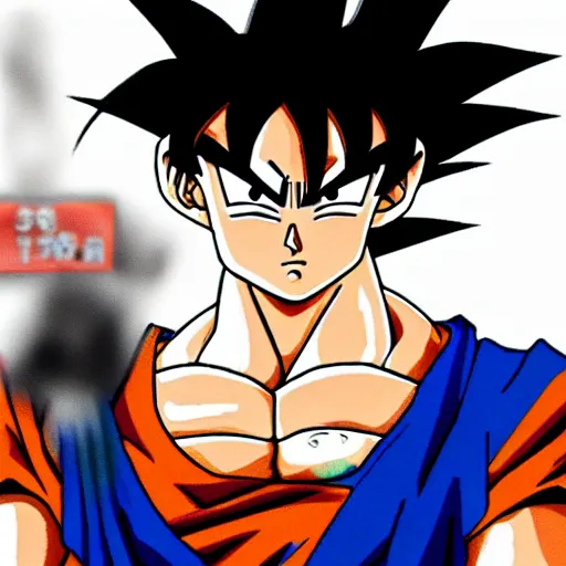 Goku standing at the door menacingly | Stable Diffusion