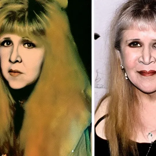 Image similar to the daughter of stevie nicks and carrie fisher, looks exactly like either of them in a painting