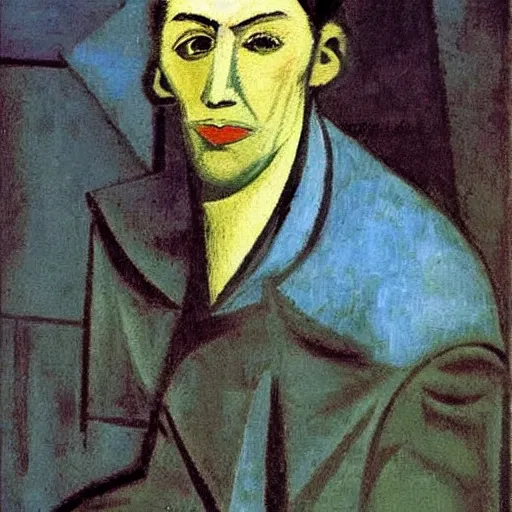 Prompt: oil painting of raskolnikov from crime and punishment painted by pablo picasso during his blue period, emotionally moving, vivid color, masterpiece, high resolution