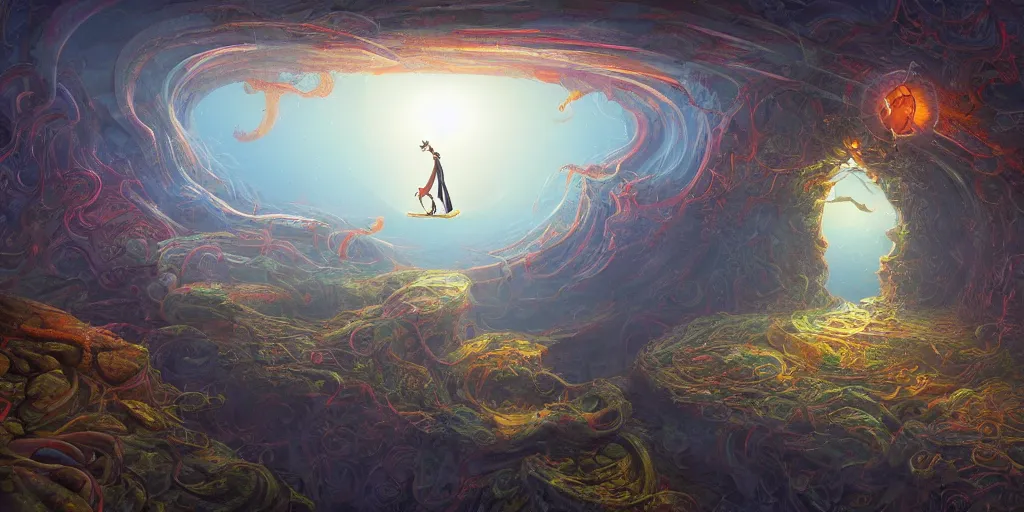 Image similar to Dr suess, Dr strange, a portal into the abyss, beautiful atmosphere, masterpiece digital painting by Gediminas Pranckevicius, Alex Gray, 4k wallpaper