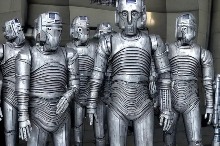 Prompt: Cybermen from Doctor Who, invasion, delete