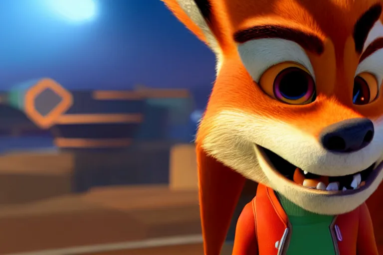 Image similar to Nick Wilde in StarFox, highly detailed, soft lighting, cinematic, 8k