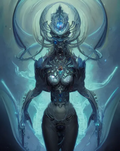 Image similar to portrait of a beautiful demonic cybernetic emanation, by pete mohrbacher and artgerm and wlop, digital art, highly detailed, intricate, fantasy, mystical, sharp focus, Trending on Artstation HQ, deviantart, unreal engine, 4K UHD image