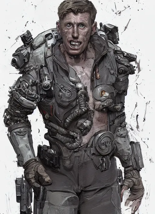 Image similar to a study of cell shaded portrait of james cameron cyborg as wolfenstein concept art, llustration, post grung, concept art by josan gonzales and wlop, by james jean, victo ngai, david rubin, mike mignola, laurie greasley, highly detailed, sharp focus, alien, trending on artstation, hq, deviantart, art by artgem