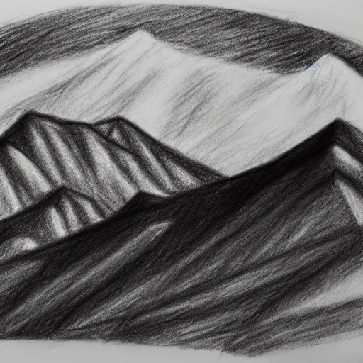 Image similar to charcoal pencil sketch of mountains, lower third, high contrast, black and white