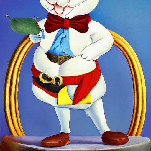 Image similar to a portrait of fat bugs bunny wearing napoleon clothes, oil painting