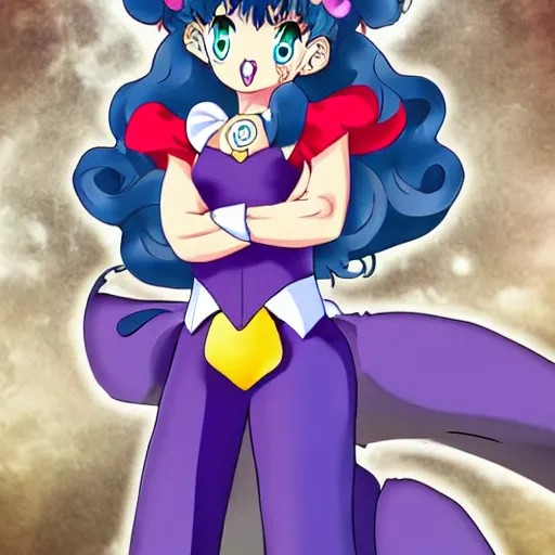 Image similar to a fusion between sailor moon and jeanne dark