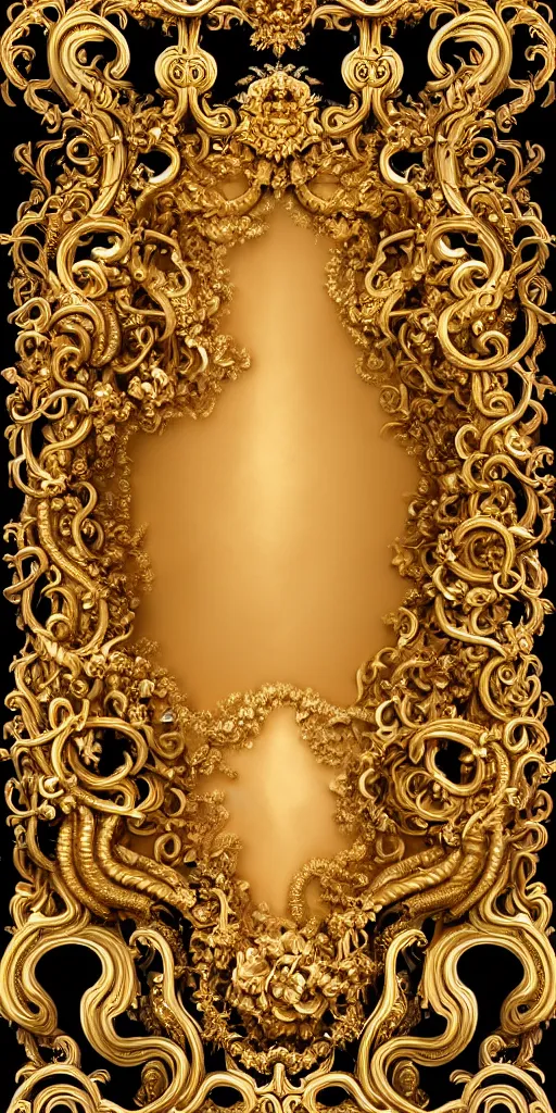 Prompt: the source of future growth dramatic, elaborate emotive Golden Baroque and Rococo styles to emphasise beauty as a transcendental, seamless pattern, symmetrical, large motifs, bvlgari jewelry, rainbow liquid splashing and flowing, Palace of Versailles, 8k image, supersharp, spirals and swirls in rococo style, medallions, iridescent black and rainbow colors with gold accents, perfect symmetry, High Definition, sci-fi, Octane render in Maya and Houdini, light, shadows, reflections, photorealistic, masterpiece, smooth gradients, high contrast, 3D, no blur, sharp focus, photorealistic, insanely detailed and intricate, cinematic lighting, Octane render, epic scene, 8K