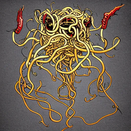 Image similar to attack of the flying spaghetti monster!