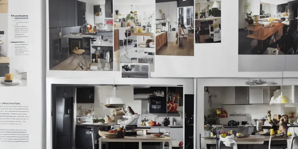 Prompt: a realistic rendering of a kitchen interior, ikea photo catalogue, but there are minions cooking breakfast