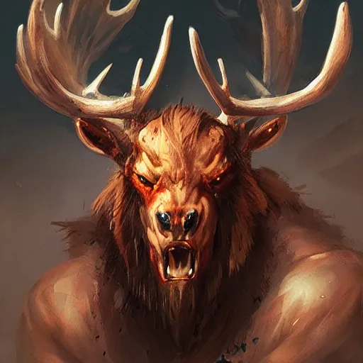 Prompt: barbarian with moose face by greg rutkowski