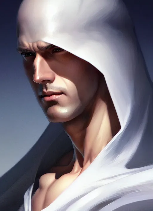 Prompt: ultra realistic illustration, handsome saitama. white cape, intricate, elegant, highly detailed, digital painting, artstation, concept art, smooth, sharp focus, illustration, art by artgerm and greg rutkowski and alphonse mucha and wlop