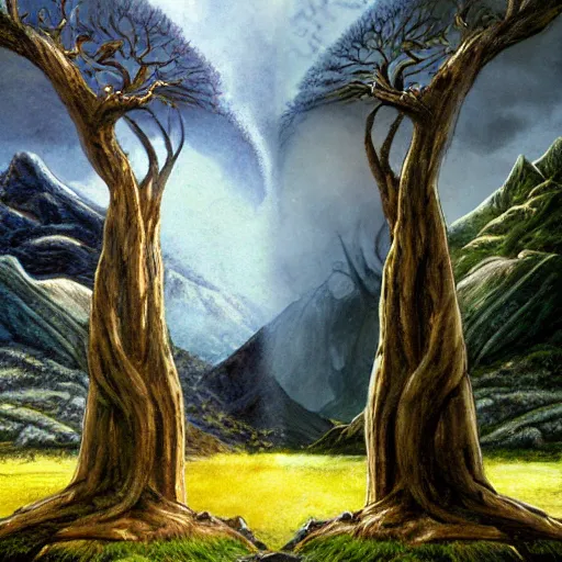 Image similar to The Two Trees of Valinor