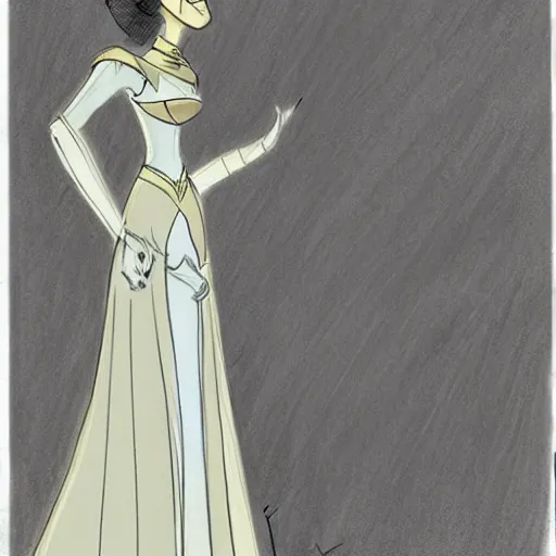 Image similar to milt kahl sketch of victoria justice as princess padme from star wars episode 3