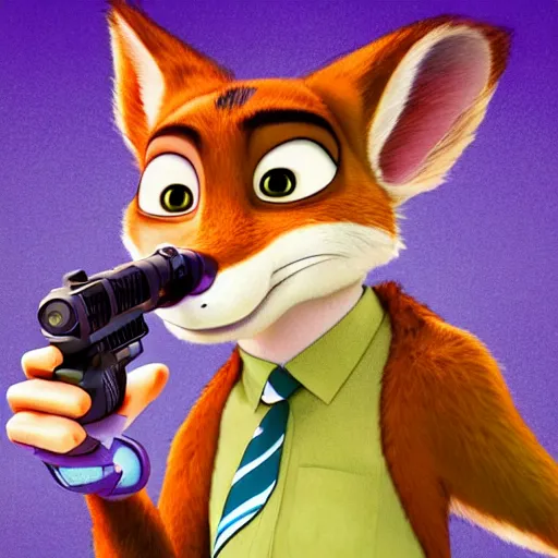 Image similar to “portrait of a cartoon animal, zootopia movie style, pointing a laser gun at the camera, digital art, 4k, award winning”