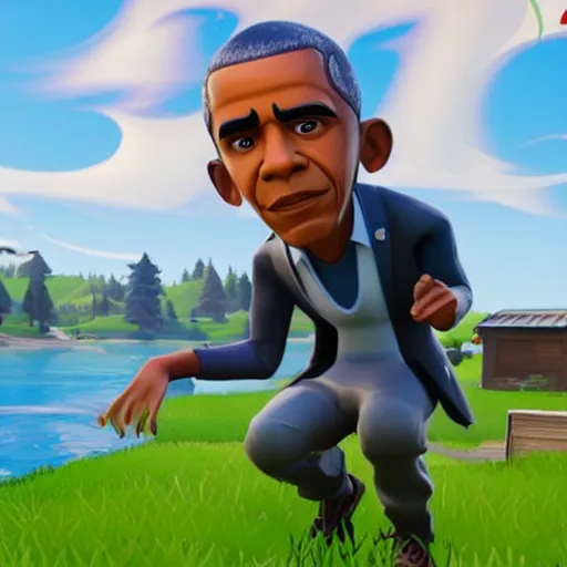 Image similar to barack obama as a character in fortnite