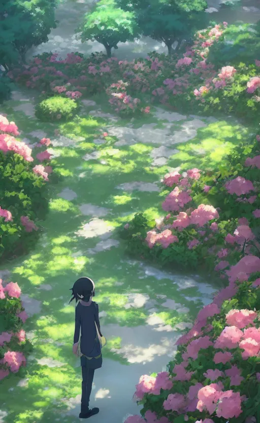 Image similar to rose garden by makoto shinkai