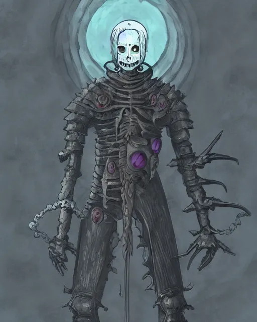 Image similar to an undead knight / eldritch necromancer in the style of studio ghibli in the style of junji ito trending on artstation deviantart pinterest furaffinity detailed realistic hd 8 k high resolution