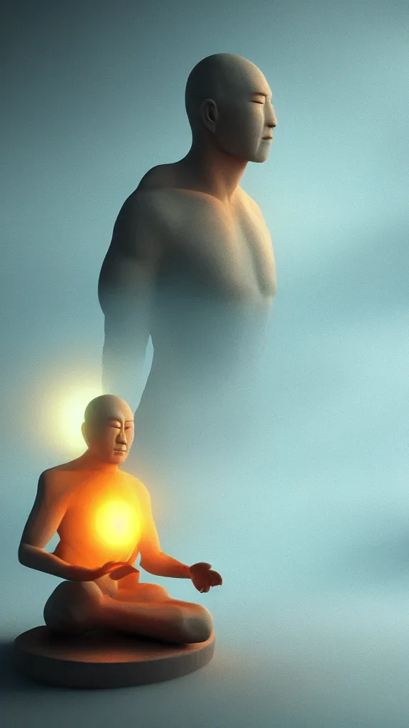 Image similar to a glowing sun monk god meditating in a empty void, fantasy, trending on artstation, octane render, digital art,
