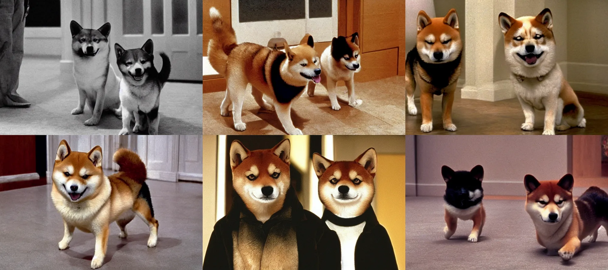 Prompt: Shiba Inu in the film, The Shining 1980