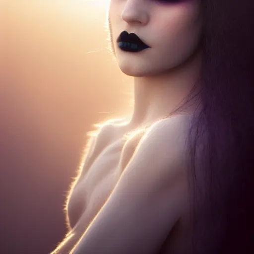 Prompt: photographic portrait of a stunningly beautiful goth renaissance female in soft dreamy light at sunset, smoke fog dust, god rays contemporary fashion shoot, by edward robert hughes, annie leibovitz and steve mccurry, david lazar, jimmy nelsson, breathtaking, 8 k resolution, extremely detailed, beautiful, establishing shot, artistic, hyperrealistic, beautiful face, octane render