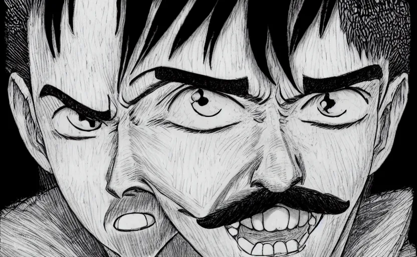 Image similar to [ luffy mustache ] ( by kim jung gi ) ( by kentaro miura )