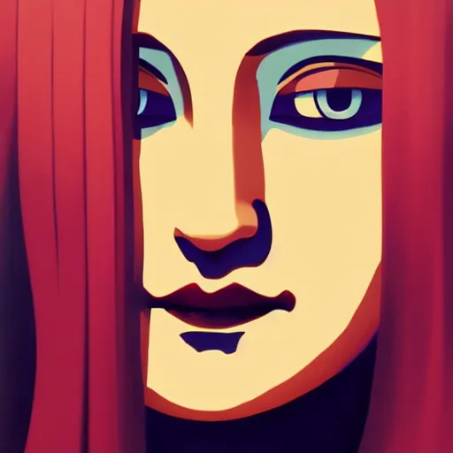 Image similar to face icon stylized minimalist mona lisa as a gothic girl, loftis, cory behance hd by jesper ejsing, by rhads, makoto shinkai and lois van baarle, ilya kuvshinov, rossdraws global illumination