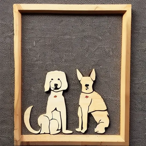 Image similar to wood cut art of dogs,