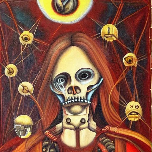 Image similar to painting of a biomechanical martyr oil stigmata