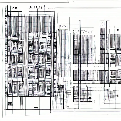 Image similar to exploded axon schematic drawing of a typical city block, in drawing style of peter eisenman