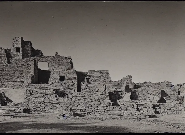 Image similar to antique photo of sprawling hopi pueblo ruins, albumen silver print, Smithsonian American Art Museum.