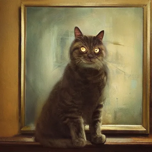 Prompt: cat who looks like nick offerman, jeremy mann painting