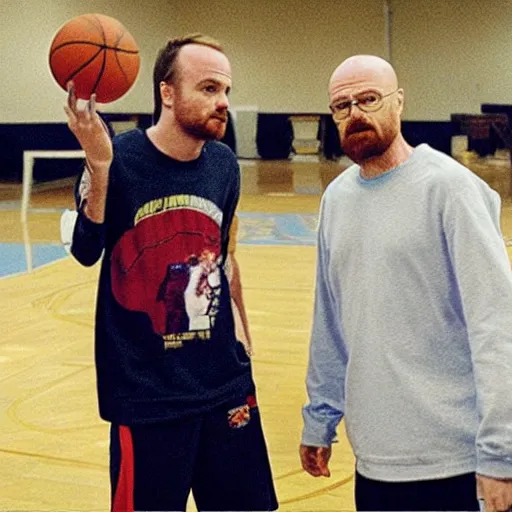 Image similar to Jesse Pinkman and Walter White play basketball together