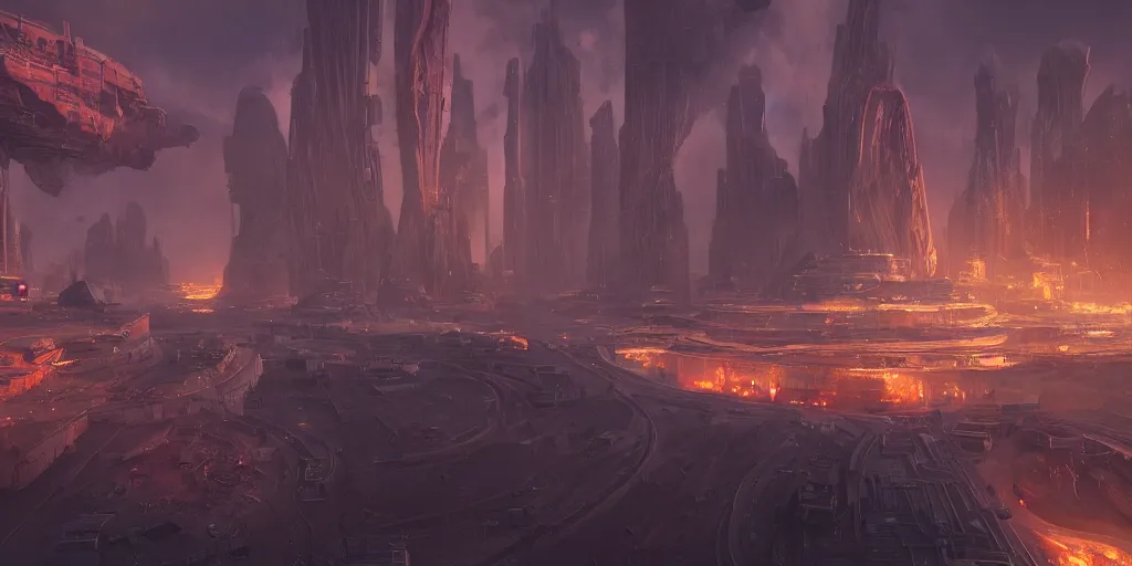Image similar to a city on an alien planet, cinematic lighting, detailed oil painting, unreal 5 render, 8k