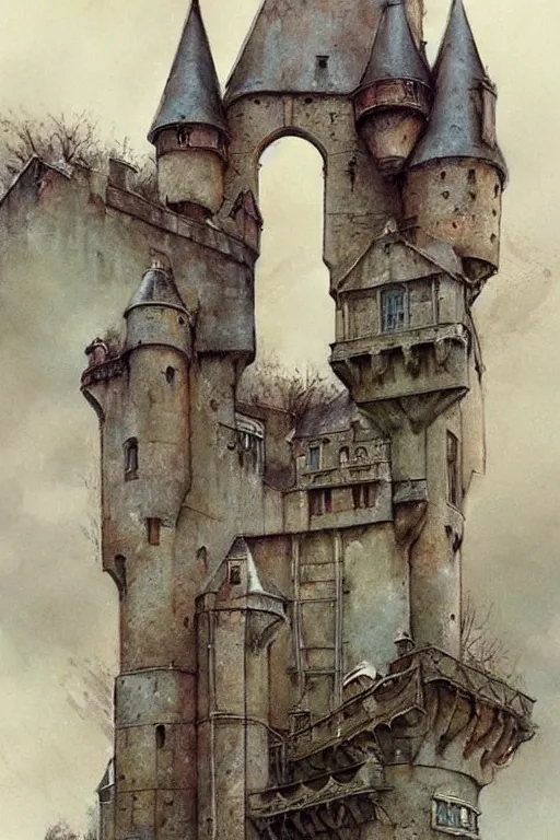 Image similar to ( ( ( ( ( 1 9 5 0 s harry potter castle!!!. muted colors. ) ) ) ) ) by jean - baptiste monge!!!!!!!!!!!!!!!!!!!!!!!!!!!